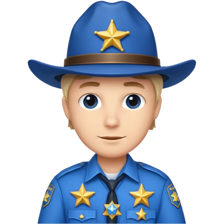 Sheriff with shiny blue star badge and blue hat emoji