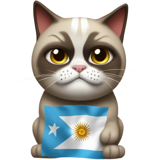 Grumpy cat with Argentinian flag and Yerba matte emoji