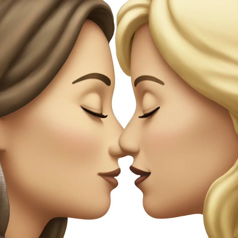 white woman kissing white brunette woman emoji