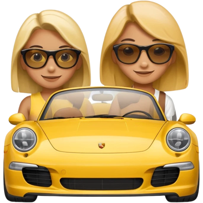Yellow Porsche 911 992 with girls emoji