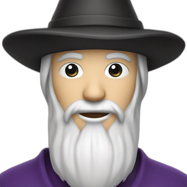 Mage. Happy face. White. Black beard.  emoji