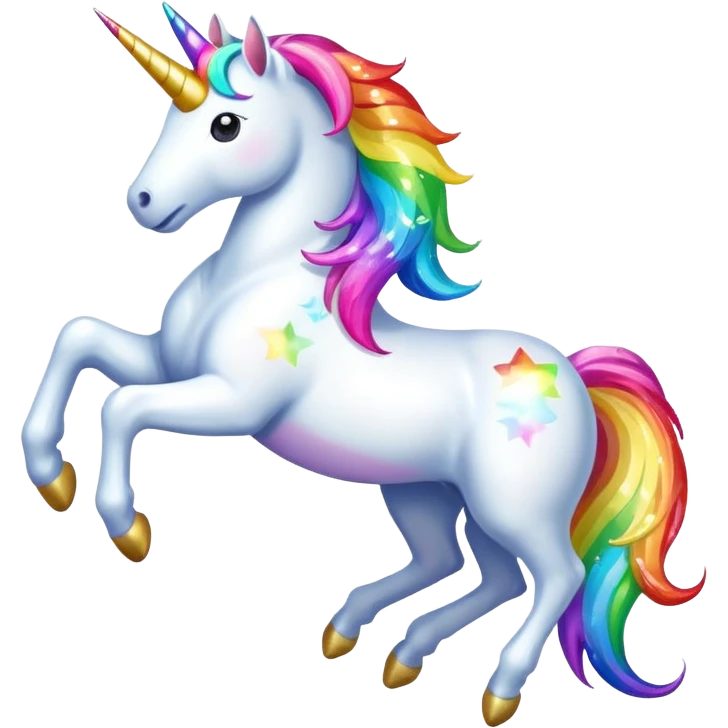 sparkly unicorn jumping over the rainbow emoji