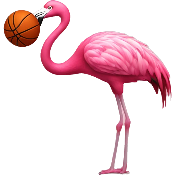 Pink flamingo playing basketball emoji