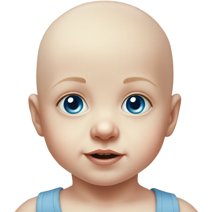 bald baby boy portrait realism blue eyes emoji