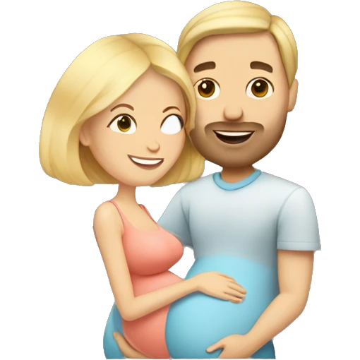 Pregnant blonde with a bob with brown haired husband emoji