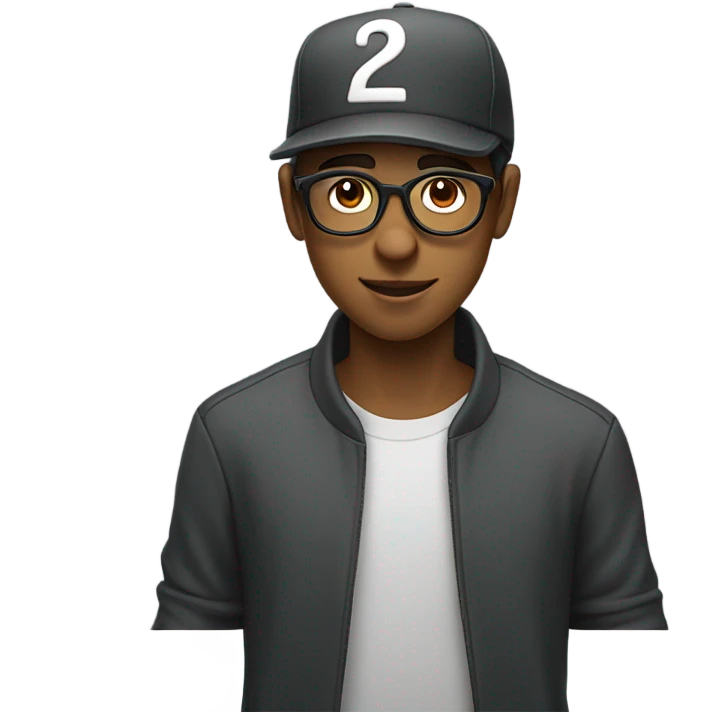 confident young man portrait with glasses  Using Flipped cap emoji