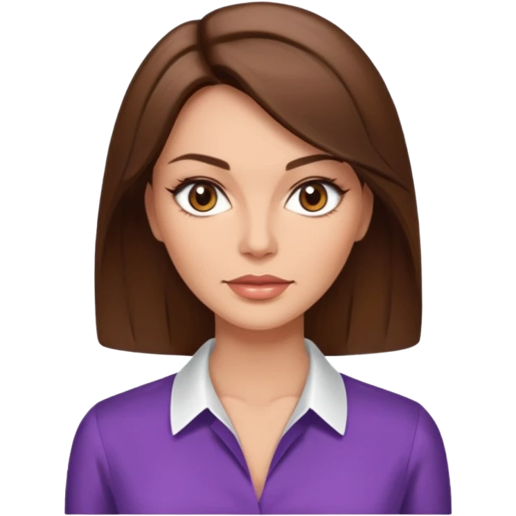 create an emoji of an adult woman with botox, with a square cut and brown hair, light skin, brown eyes and an elegant blouse emoji