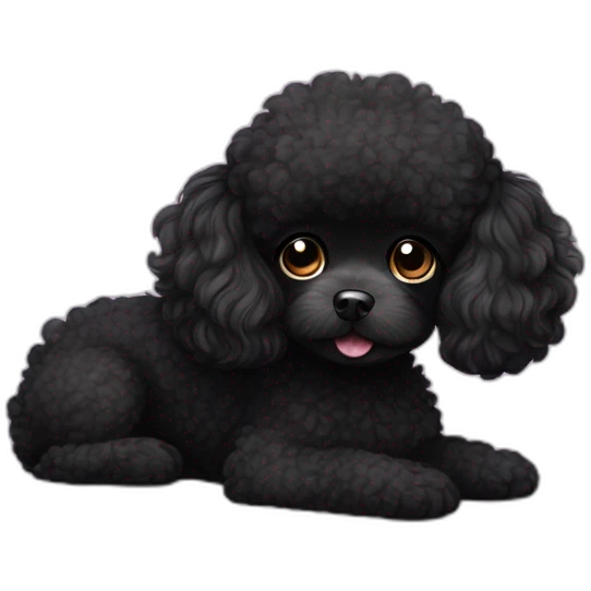 black toy poodle small girl fluffy dog emoji