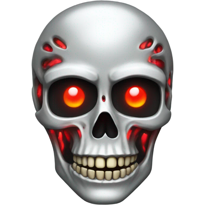 Chrome skeleton with red light eyes emoji