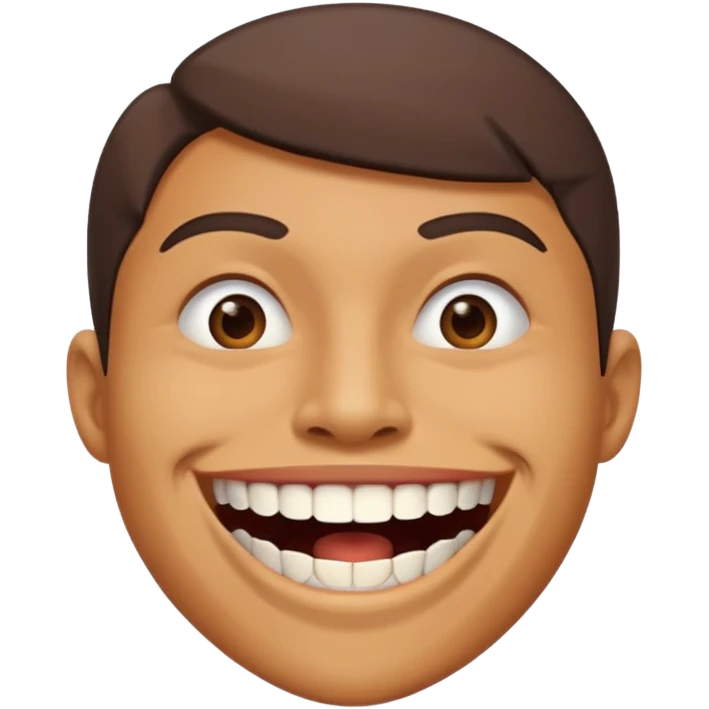 Smiling with teeth out and the teeth cover mouth and is sharp like triangles emoji