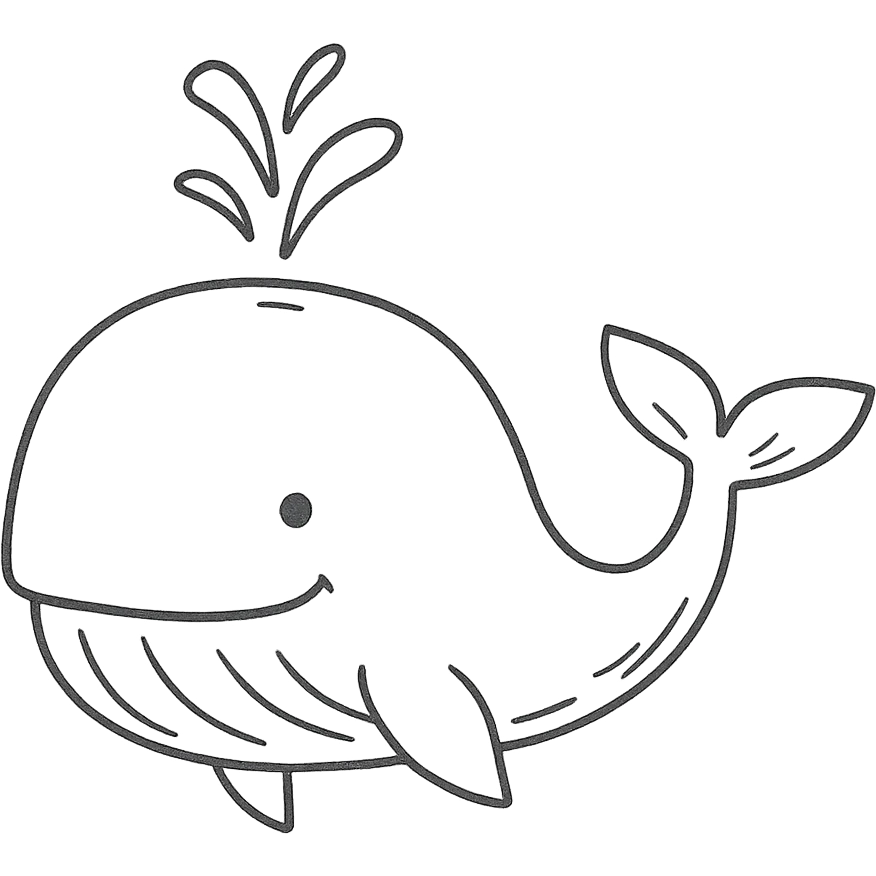 hand-drawn outlined Moby Dick whale icon, sketchy, playful emoji