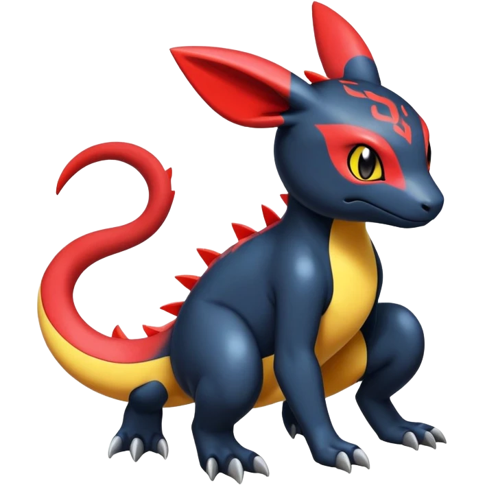 Cute Shiny Guilmon-Quilava-Salandit-Umbreon-Fakémon-hybrid-creature (full body)  emoji