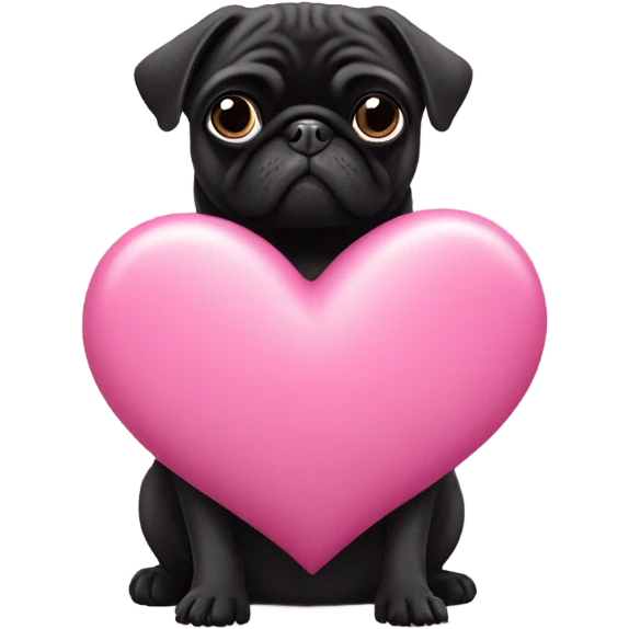 Black pug in a pink heart emoji