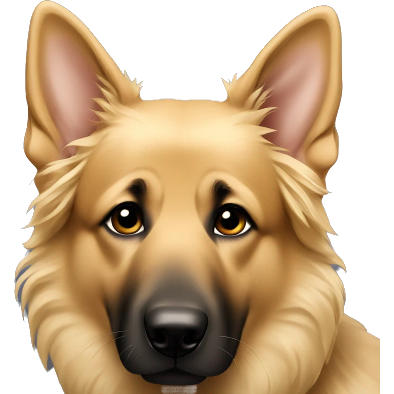 German shepherd with blonde curly girl emoji