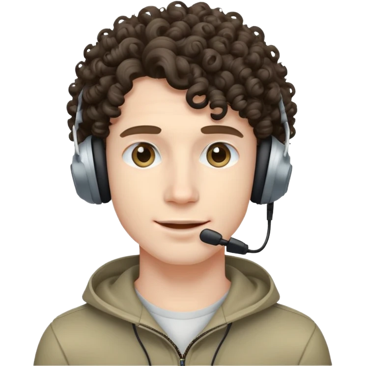 Guy with curly hair pale skin and a gaming headset  emoji