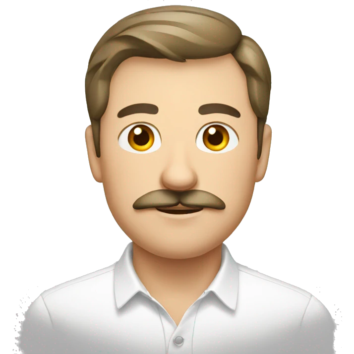 Russian man with white shirt and mustache emoji