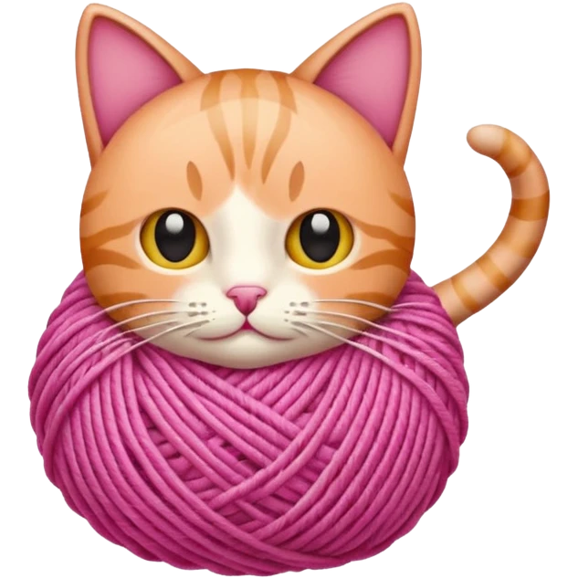 ball of yarn, pink, cat emoji