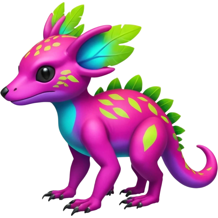 Multi-colored, neon-colored, randomly-colored Toxic Tropical Fionbri-Falvie-Vernid-Fakémon-creature (full body) emoji