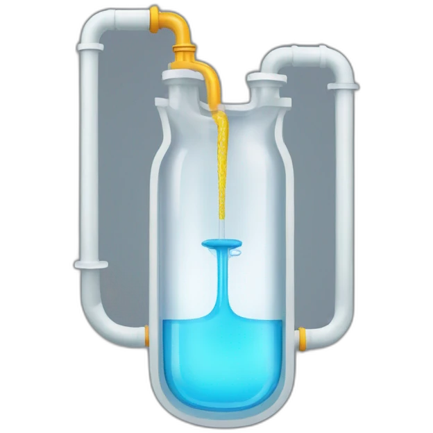 A siphon emoji consists of two containers, one higher than the other, connected by a tube. Liquid flows from the higher container to the lower one, representing the operation of a siphon emoji