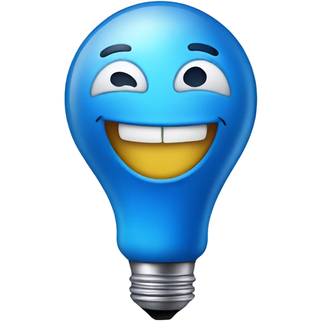 A blue bulb laughing emoji