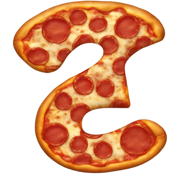 Pepperoni pizza in the shape of a Q emoji