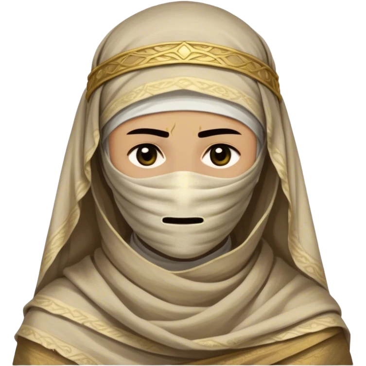 Regal and timeless, fully wrapped in meticulously aged bandages, even its face veiled in layers of ancient cloth with only faint glimpses of deep, solemn eyes peering through, adorned with faded gold accents, exuding an air of forgotten majesty and solemn duty, highly detailed, softly glowing, evoking the dignified mystery of an eternal guardian watching over lost secrets! emoji