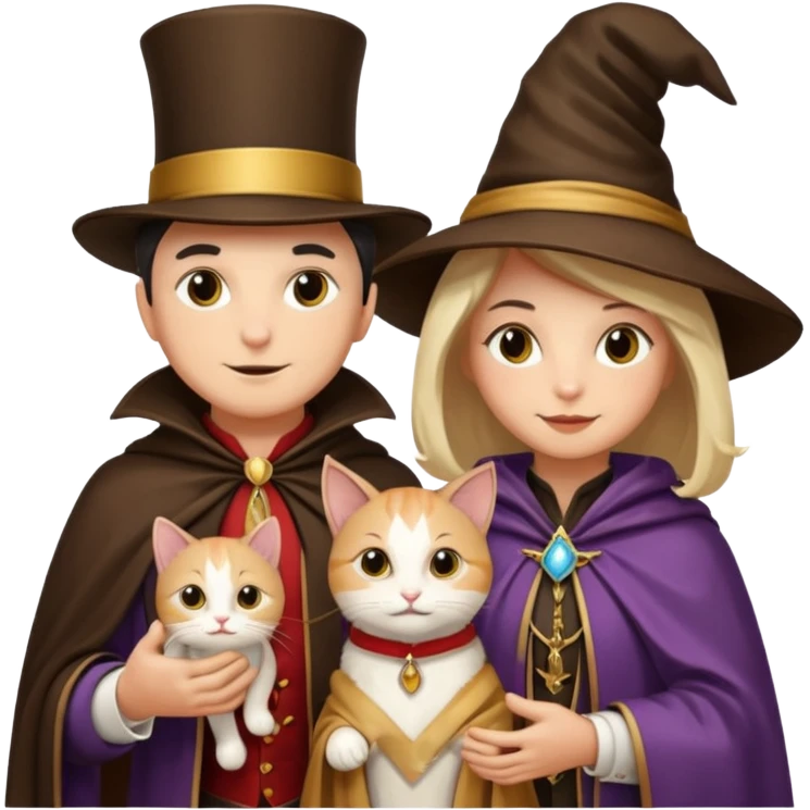 magician couple and their pet cat emoji