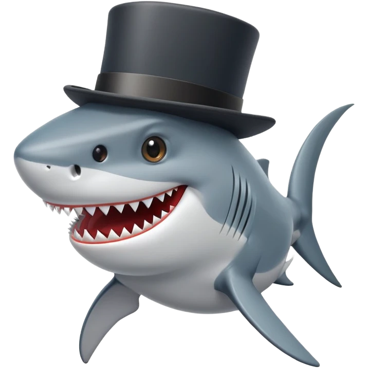 Shark with a top hat emoji