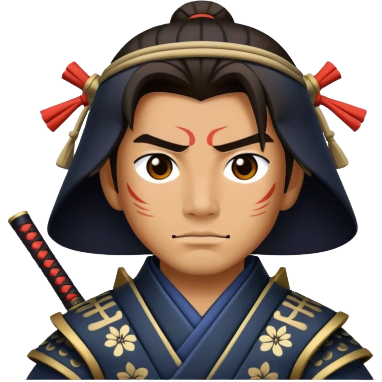 A samurai with a heart emoji