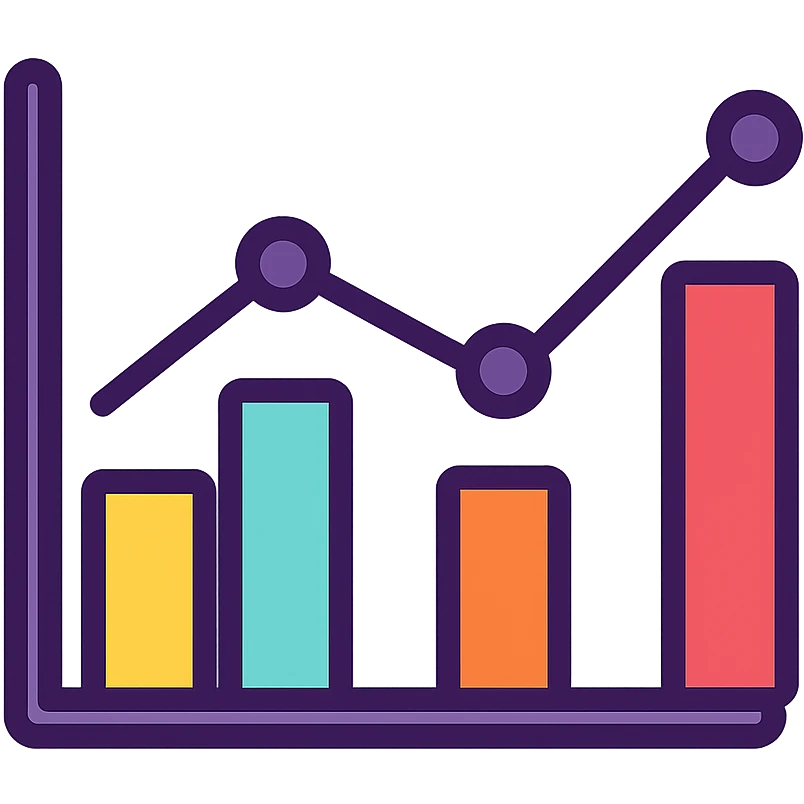 A structured data icon representing a graph, clean and modern design, suitable for digital interfaces, purple as main color. emoji