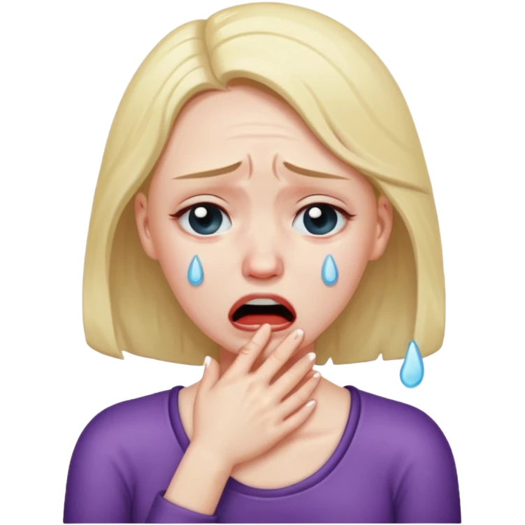 Woman choking herself crying  emoji