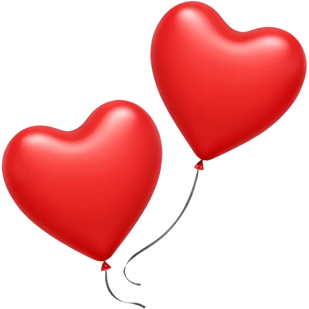 2 red heart-shaped balloons on a white background emoji
