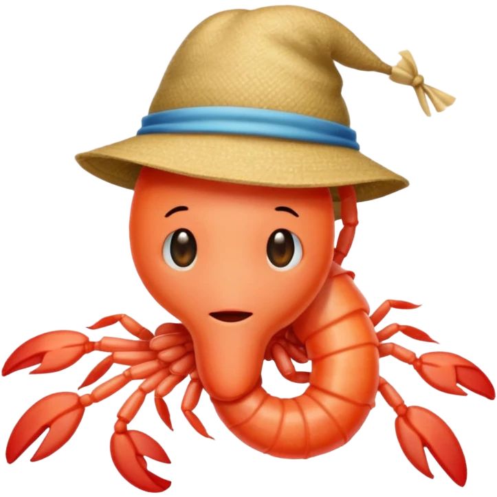 Shrimp with a hat emoji