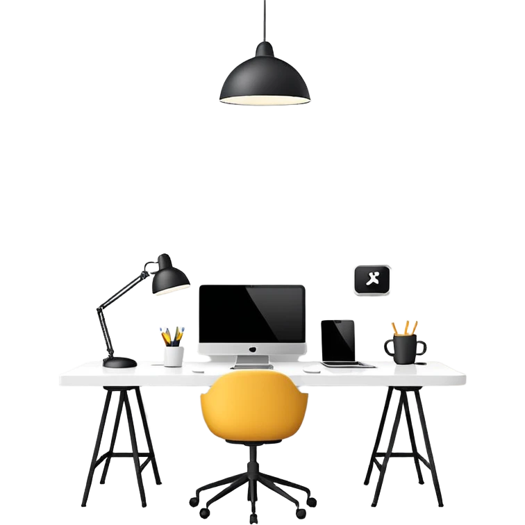 white workspace office with lighting emoji
