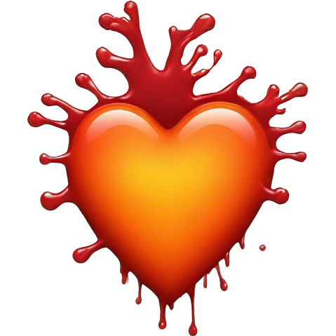 bleeding red heart shape glowing red-orange emoji