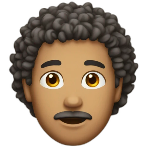 A man with curly wheat hair and thick eyebrows emoji