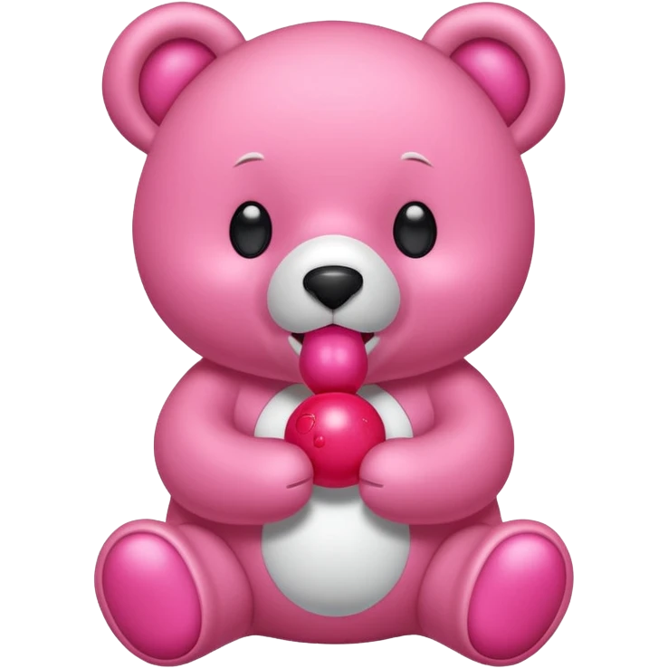 Gloomybear red bubblegum in mouth emoji