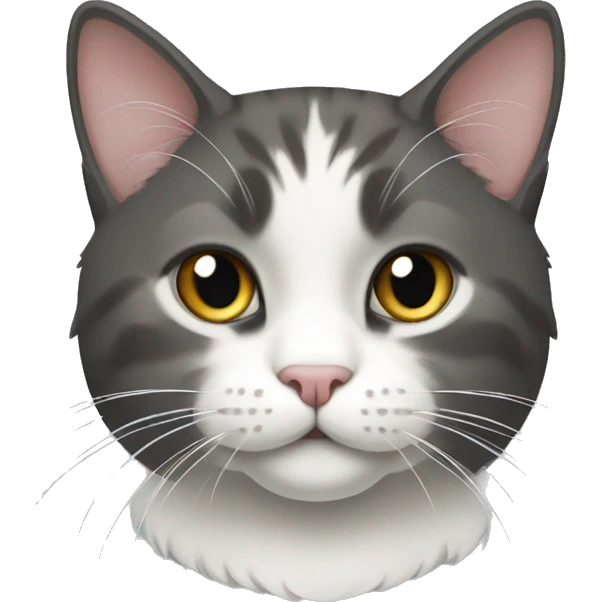cat dark grey and white belly and white nose and white paws emoji