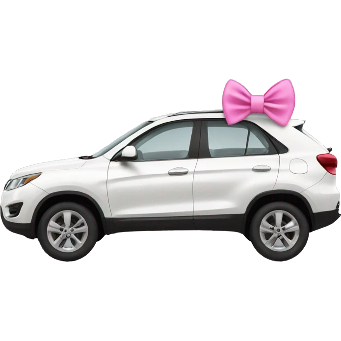 White crossover car with pink bow emoji