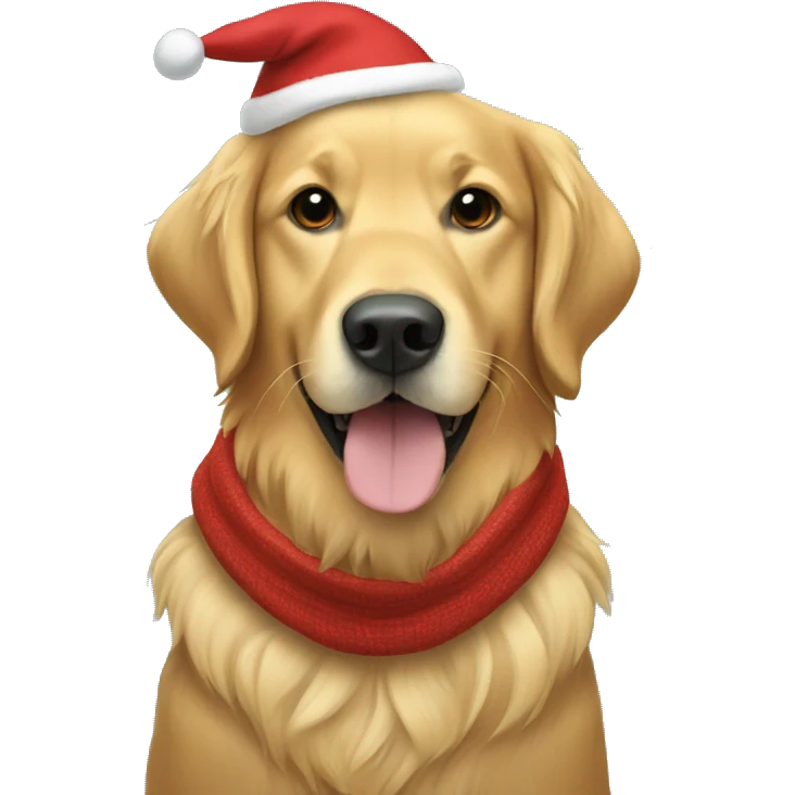 Golden retriever wearing a Christmas hoodie  emoji
