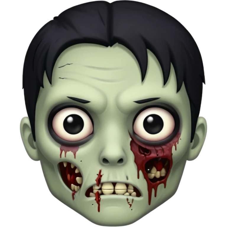 zombie with black hair black eyes and scarding over the face emoji