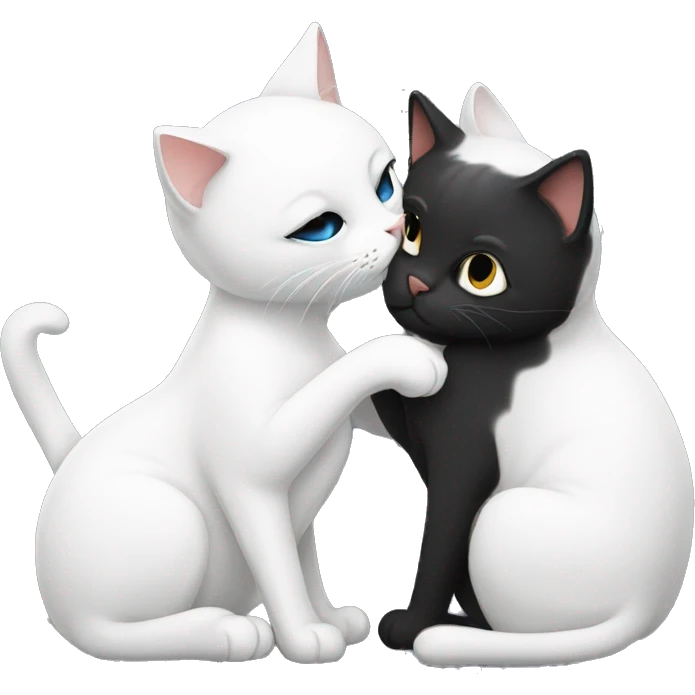 Black cat kissing white cat emoji