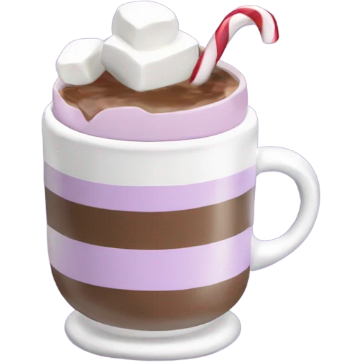 Hot chocolate with marshmallows Christmas themed light purple emoji