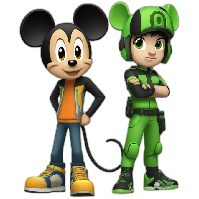 Mikey mouse with ben 10 emoji