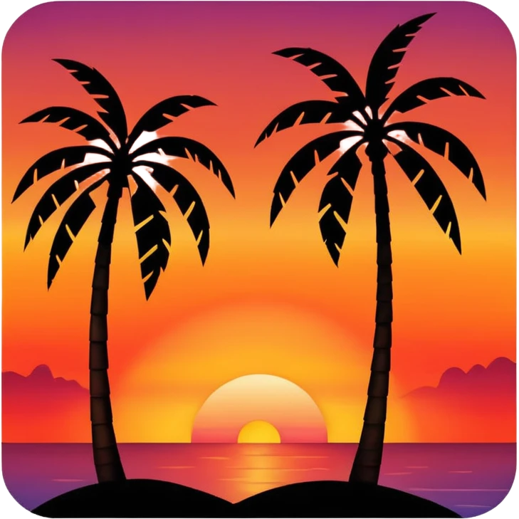 palms tree in front sunset that make a silhouette  emoji