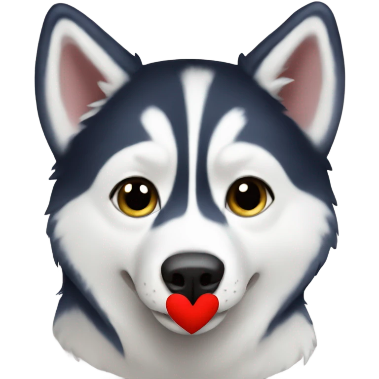 Husky with a heart emoji