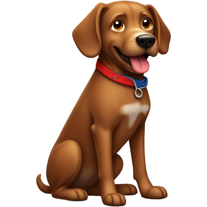 A chill brown dog with jeans and red shoes emoji
