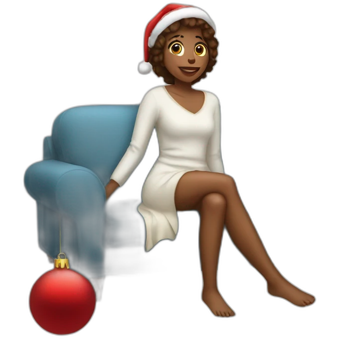 christmas girl on the couch emoji
