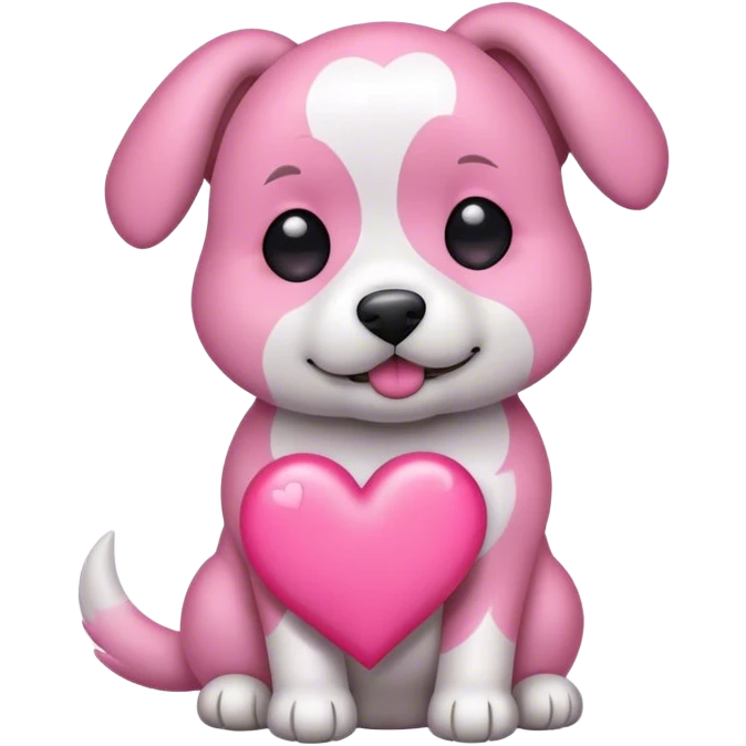 Dog with pink heart emoji