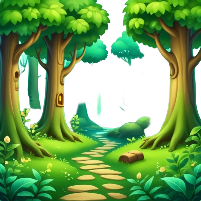enchanted forest scene with lush trees and magical atmosphere emoji